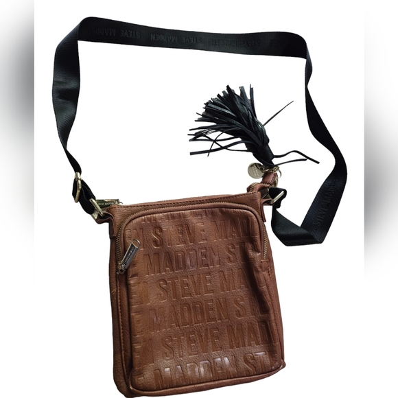 Brown Genuine Leather Steve Madden Shoulder Bag with Tassles - Picture 1 of 6